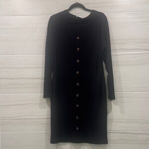 Cupshe Black Long Sleeve Button Dress